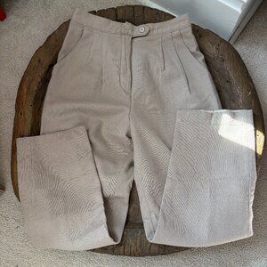 Vintage Dumas oatmeal wool-blend pleated lined tapered trousers women's [READ]